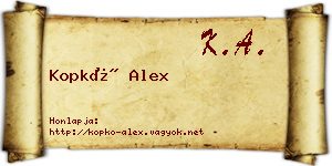 Kopkó Alex névjegykártya