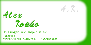 alex kopko business card